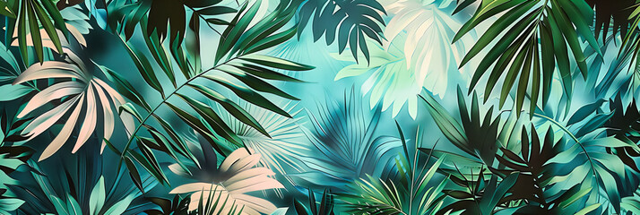 Exotic Patterns: A Lush Exploration of Tropical Foliage and Vibrant Textures in a Seamless Design - obrazy, fototapety, plakaty