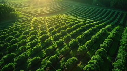 Fototapeta premium Solar panel generation with green agriculture farm, Environment technology, Clean energy
