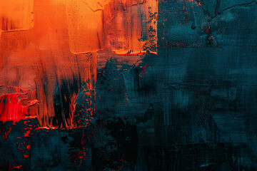 Abstract blue orange oil painting background.