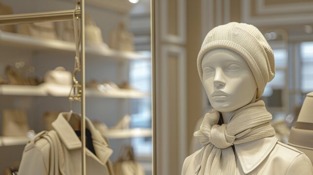 Beige female mannequin on a shelf generative ai