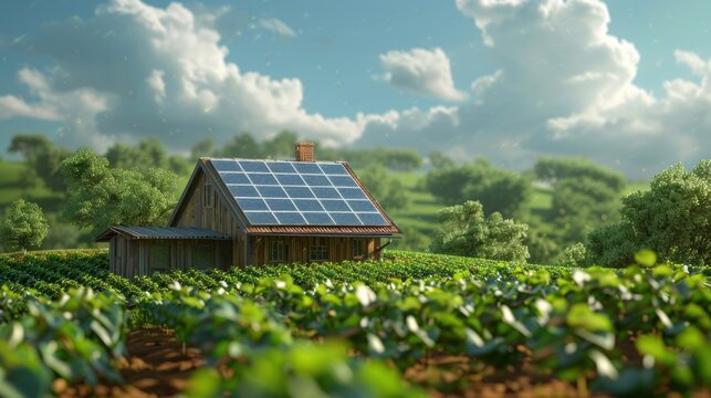 Solar panel generation with green agriculture farm, Environment technology, Clean energy