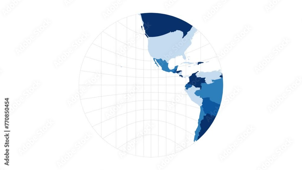 Aufkleber world map. gnomonic projection. loopable rotating map of the world. powerful footage.