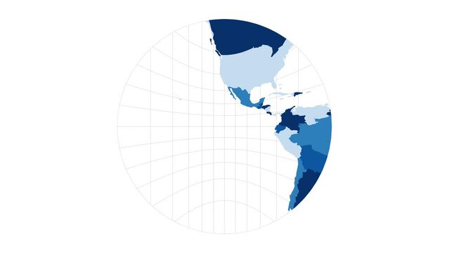 World Map. Gnomonic projection. Loopable rotating map of the world. Powerful footage.