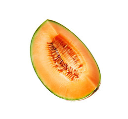 A sliced melon on white background