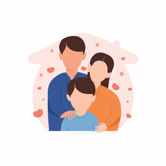 Happy Family with kids together colorful vector background