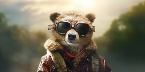 Obraz premium Aviator Raccoon: The Daring Adventure Begins - Exciting New Banner