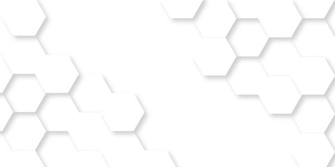 Abstract Technology, Seamless pattern with hexagons. 3d Hexagonal structure futuristic white background and Embossed Hexagon. Hexagonal honeycomb pattern background with space for text. 