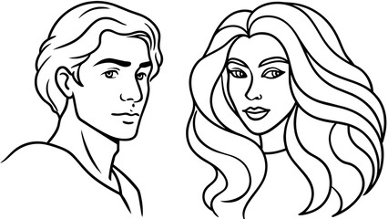 man and woman profile concept an illustration of