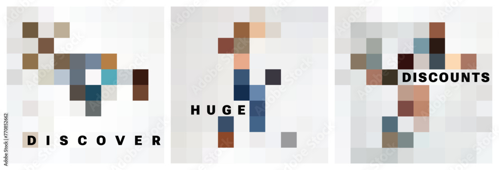Poster pixels background. illustration of abstract texture. bold minimalism digital concept. game elements.