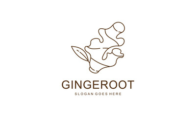 Ginger Root Logo Design. Herbal Spice Vector Isolated on White Background