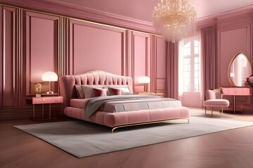 Fototapeta premium Luxury Pink Bedroom