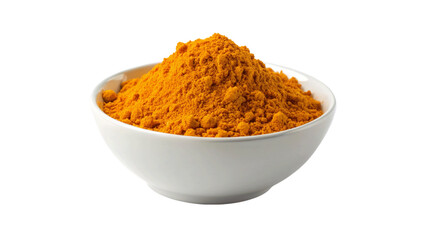 Paprika powder in a white bowl on a transparent background