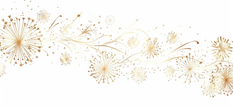 golden fireworks on a white background Generative AI