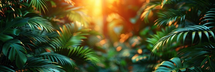 Fototapeta na wymiar Tropical Palm Leaves On Bright Background, Background HD, Illustrations