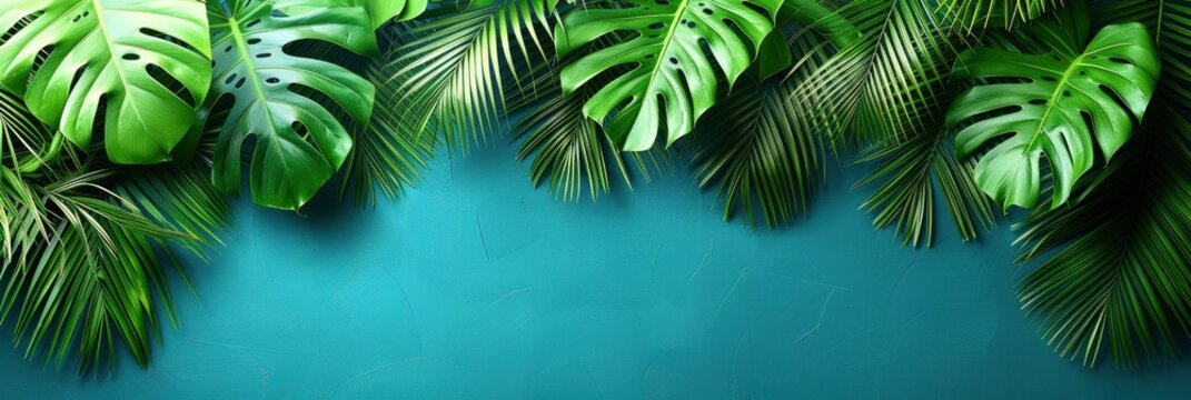 Tropical Palm Tree Leaf On Summer, Background HD, Illustrations