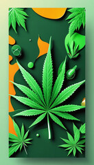 3D Abstract 420 Cannabis Celebration Banner.
