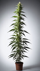 Studio Cut-Out Of A Tall, Thin Marijuana Plant.