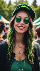 Woman At A Cannabis-Themed Festival.