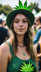 Woman At A Cannabis-Themed Festival.