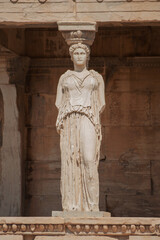 statue of Greek caryatid in Acropolis - obrazy, fototapety, plakaty