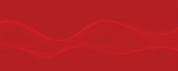 Vector abstract red background with dynamic red waves, lines and particles.	