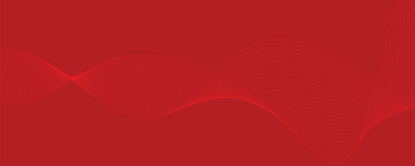 Vector abstract red background with dynamic red waves, lines and particles.	