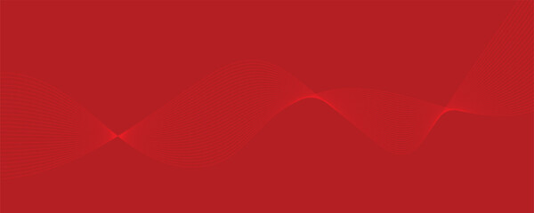 Vector abstract red background with dynamic red waves, lines and particles.	