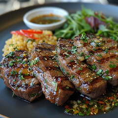 Grilled picanha with farofa and vinaigrette ai technology