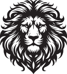 Wild roaring lion king head tattoo set.  lions heads black and white ink sketch silhouettes