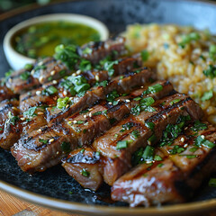Grilled picanha with farofa and vinaigrette ai technology