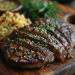 Grilled picanha with farofa and vinaigrette ai technology