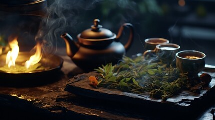 Delight your senses with the allure of Bitter Gourd Tea, portrayed in mesmerizing ultra HD by an HD camera, highlighting its status as a premium dry goods offering, perfect for the discerning palate - obrazy, fototapety, plakaty