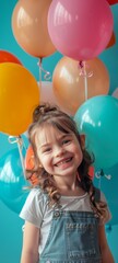 A joyful developmental milestone celebration capturing a childs achievement in speech therapy with balloons and smiles - obrazy, fototapety, plakaty