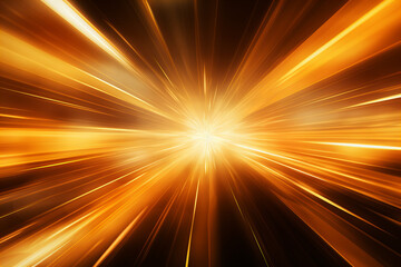 Abstract speed glowing light background banner illustration - Speedy motion blur creating flashy pattern of gold straight lines, laser beams for web banner and wallpaper design