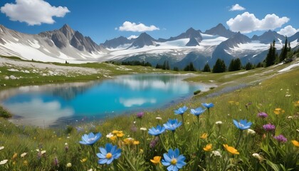 Naklejka na ściany i meble a-breathtaking-realistic-alpine-landscape-with-sn-