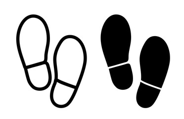 Footprint and Sole Pattern Icons. Sneaker Steps and Walking Track Symbols. - obrazy, fototapety, plakaty