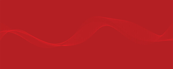 Vector abstract red background with dynamic red waves, lines and particles.	