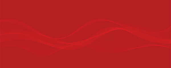 Vector abstract red background with dynamic red waves, lines and particles.	