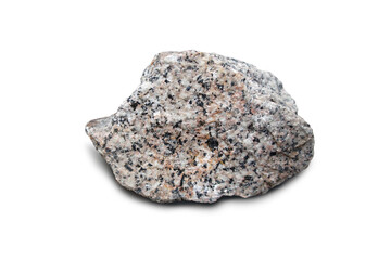 Raw granite isolated on a white background. A type of felsic intrusive igneous rock that is granular and phaneritic in texture. 