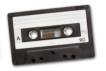 Close up of a vintage cassette tape isolated on transparent background, retro music, png file - 770868854