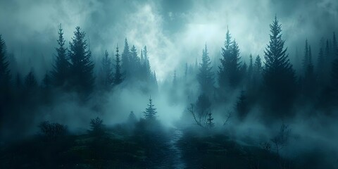 Creating a Dark and Eerie Atmosphere with Ground Fog: Perfect for Horror Themes. Concept Horror Themes, Dark Atmosphere, Ground Fog, Eerie Setting, Creepy Photoshoot