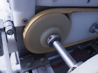 Wheel pulley for driven belt convenyor on the convenyor machine candling.