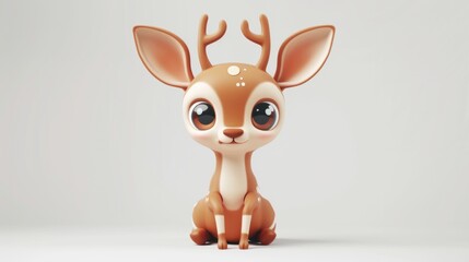 small animated deer, with a tender look generative ai