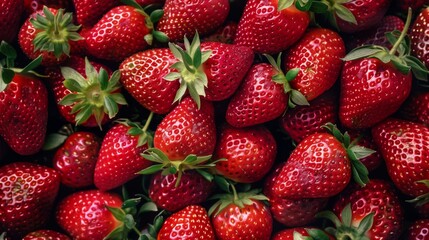 Beauty of ripe strawberries, large juicy berries growing in a greenhouse
