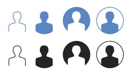 Set of User Profile Icons Isolated on White Background