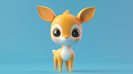 small animated deer, with a tender look generative ai