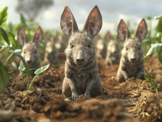 Aardvarks diligently check soil health, guaranteeing rich farmland in vibrant 3D animation.