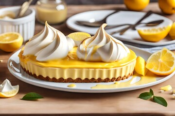 Lemon curd dessert with meringue topping