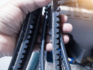 Holds some stock v belts for replacement use. V belt service concept.