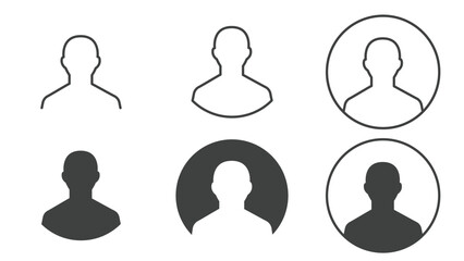 Set of User Profile Icons Isolated on White Background